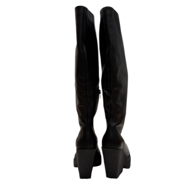 New Gia Borghini Texan Knee High Leather EU 38 US 8 Boot Black Western Platform - Picture 9 of 13
